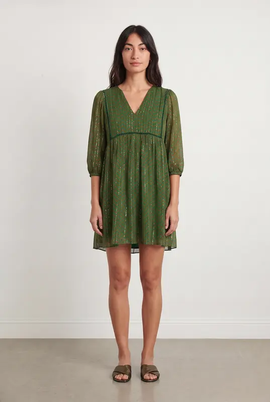 Robe Midi Verte et Dorée - Taille S/36