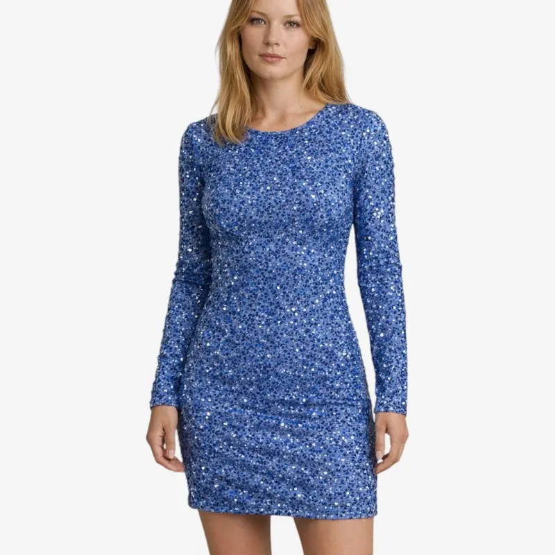 Robe Mini Femme à Manches Longues