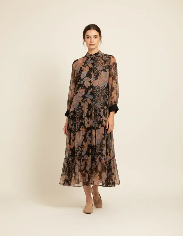 Robe multicolore semi-transparente - Taille S/36