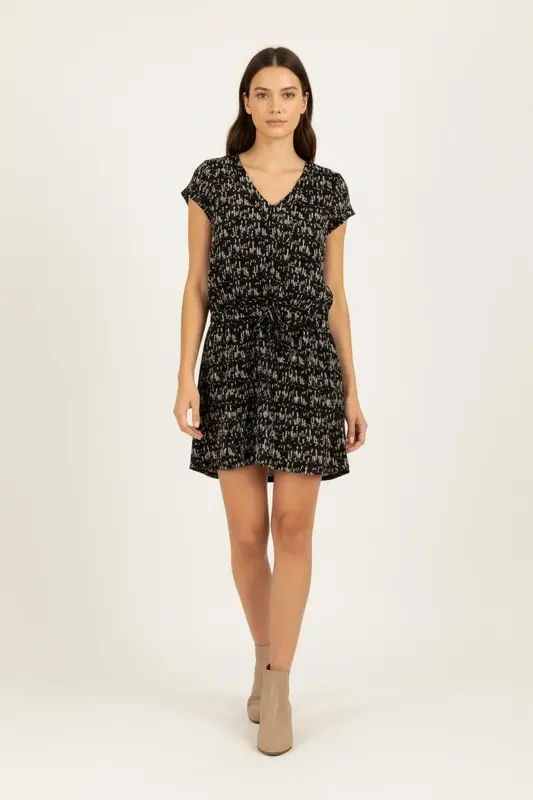 Robe noire à motifs blancs - Taille S/36