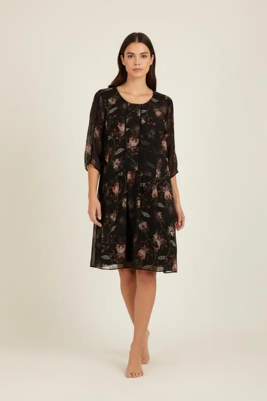 Robe noire à motifs - Taille S/36