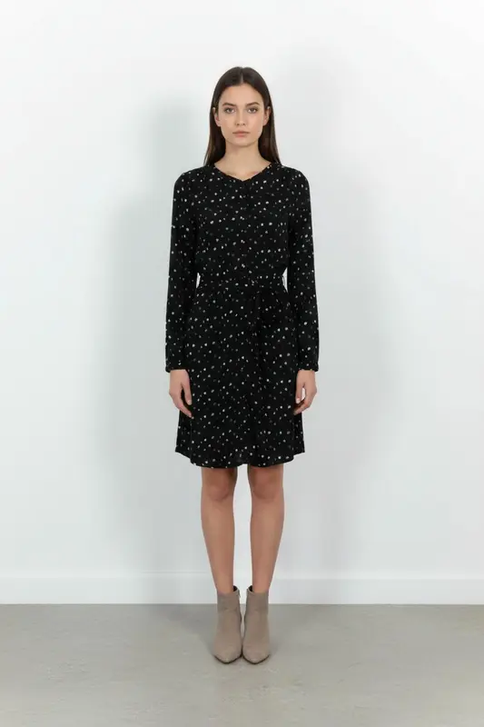 Robe Noire à Pois Blancs et Verts - Taille M/38