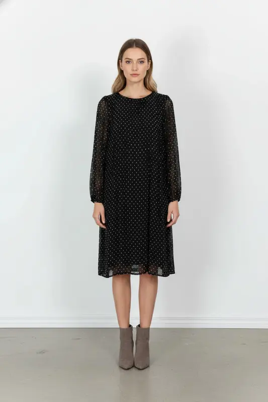 Robe Noire à Pois Blancs - Taille L/40