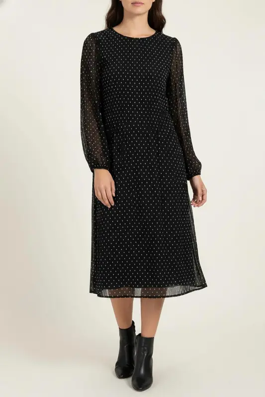 Robe Noire à Pois Blancs - Taille M/38