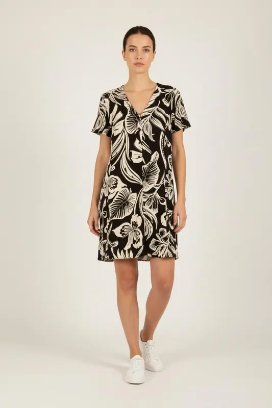Robe noire et blanche à motifs - Taille M/38