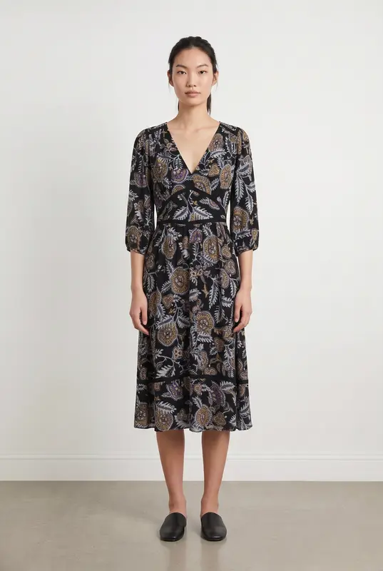 Robe Noire et Multicolore - Taille S/36