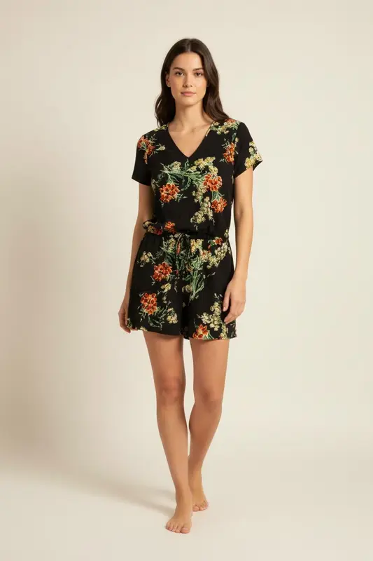 Robe noire fleurie - Taille M/38