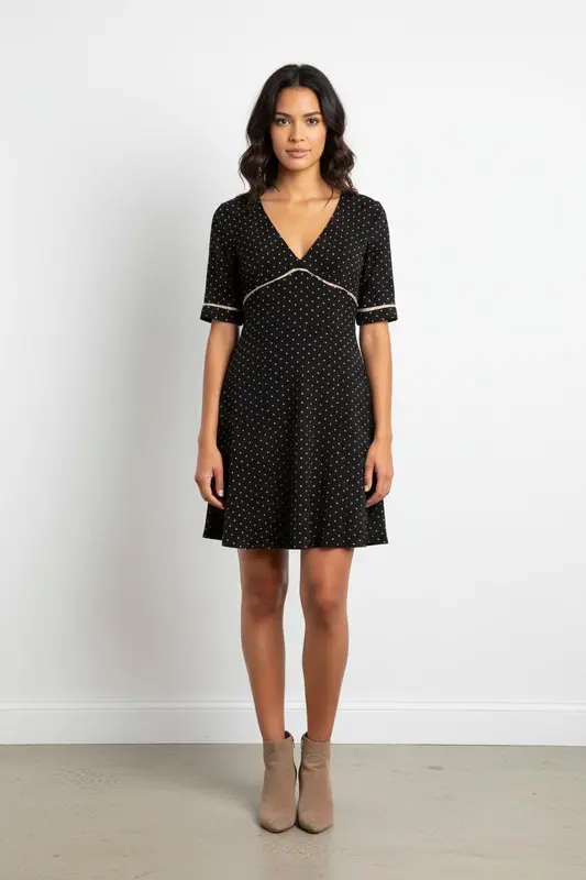 Robe Patineuse Noire à Pois - Taille S/36