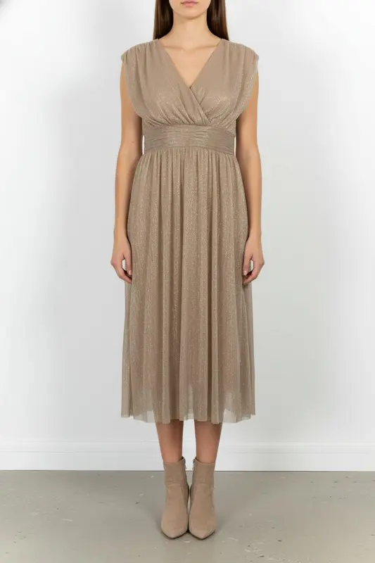 Robe Plissée Beige - Taille L/40