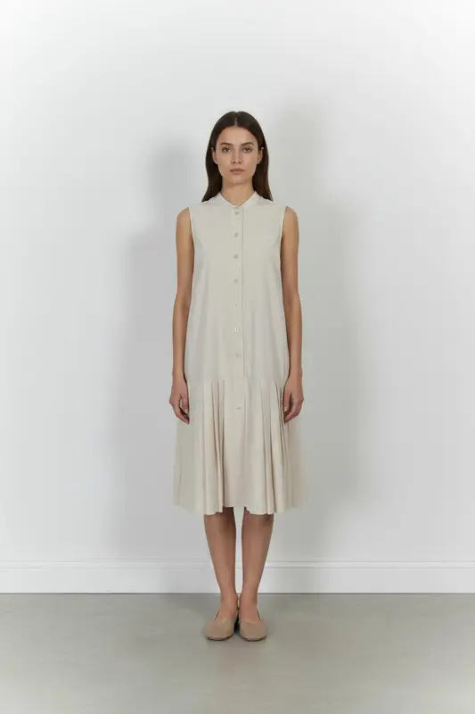 Robe Plissée Beige - Taille S/36 - imparfaites