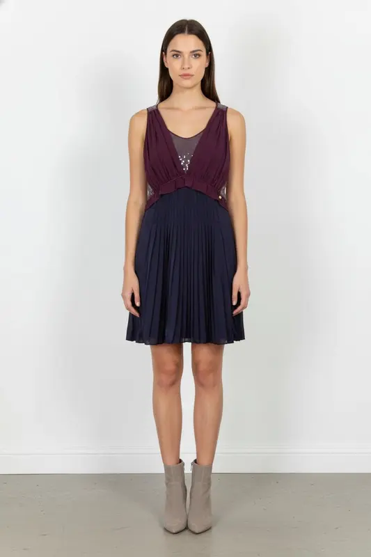Robe Plissée Violet et Bleu - Taille XL/42