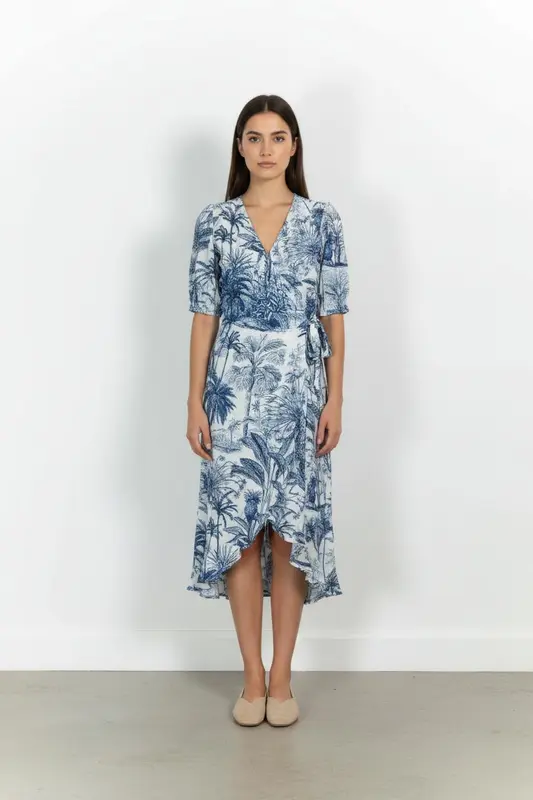 Robe Portefeuille Bleu et Blanc - Taille L/40