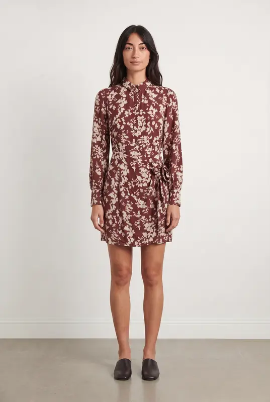 Robe Portefeuille Bordeaux et Écru - Taille XS/34