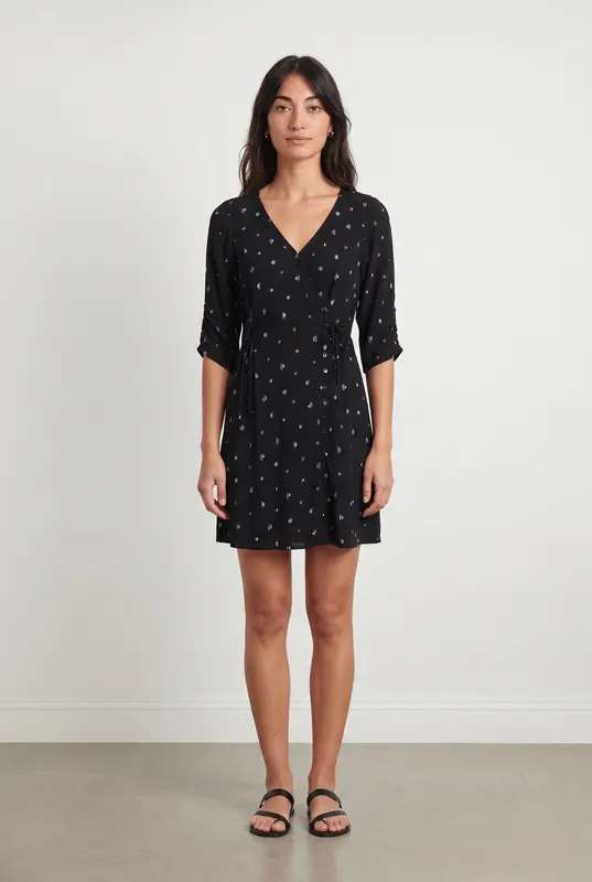 Robe Portefeuille Noire et Beige - Taille XS/34