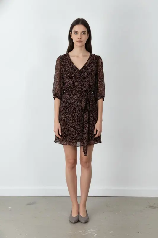 Robe Portefeuille Noire et Rouge - Taille S/36