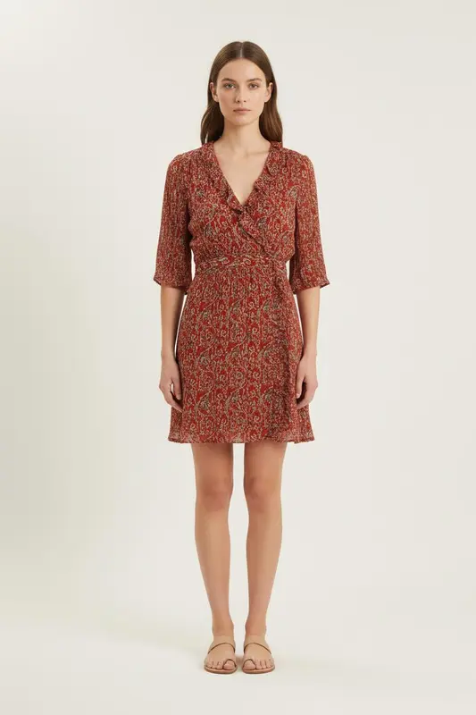 Robe Portefeuille Orange - Taille S/36