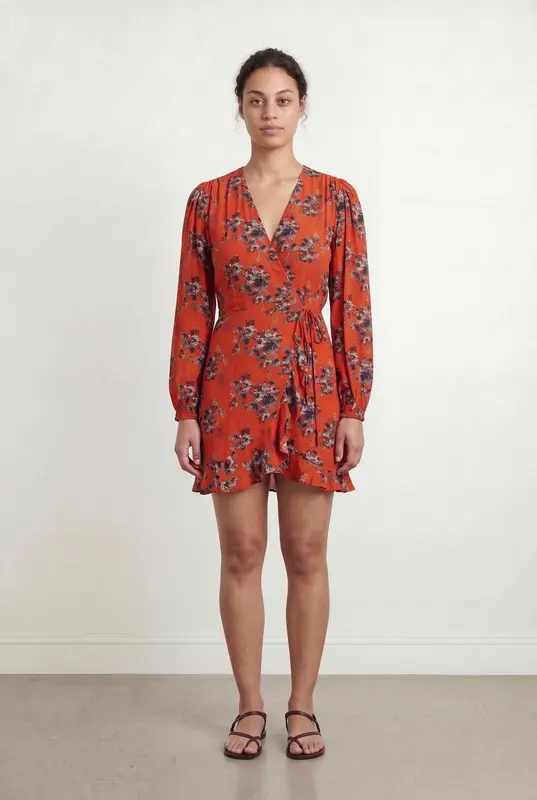 Robe Portefeuille Rouge et Noir - Taille L/40