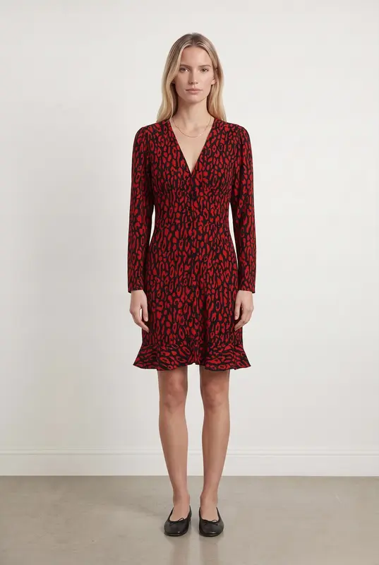 Robe Portefeuille Rouge et Noir - Taille M/38