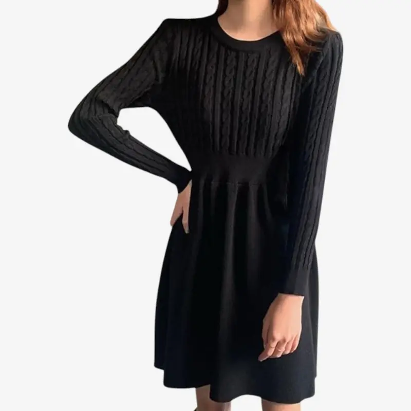 Robe pull femme ample col rond manches longues