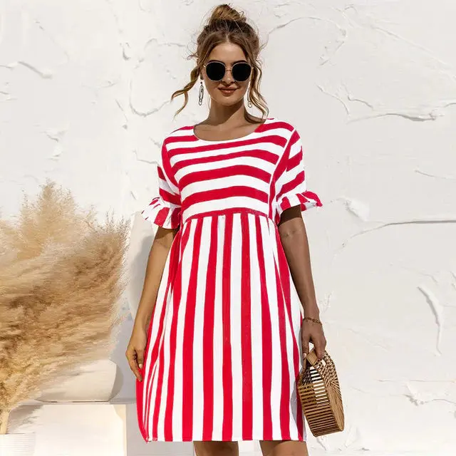 Robe rayée femme manches courtes