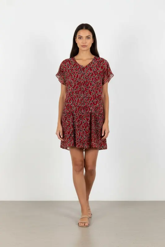 Robe rouge à motifs - Taille M/38