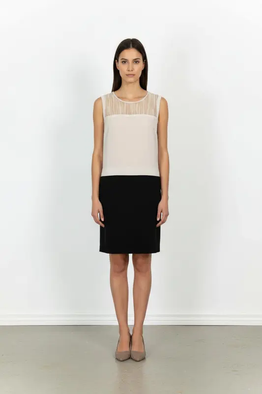 Robe Sans Manches Beige et Noire - Taille L/40