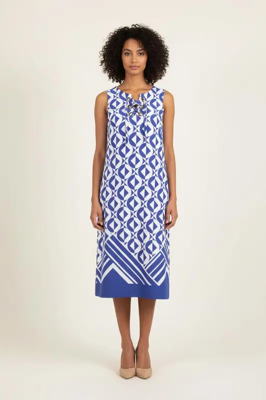 Robe Sans Manches Bleu et Blanche - Taille M/38