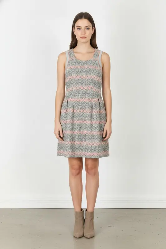 Robe Sans Manches Gris et Rose - Taille XL/42