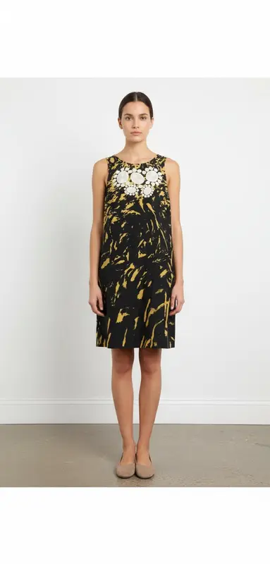 Robe Sans Manches Noire et Jaune - Taille S/36
