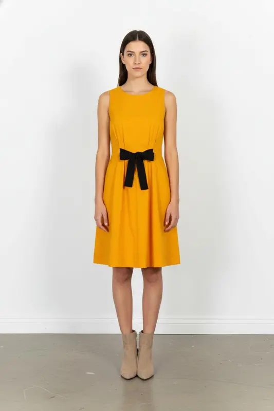 Robe Sans Manches Orange et Noir - Taille M/38