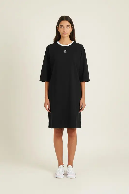 Robe T-shirt Noire et Blanche - Taille S/36