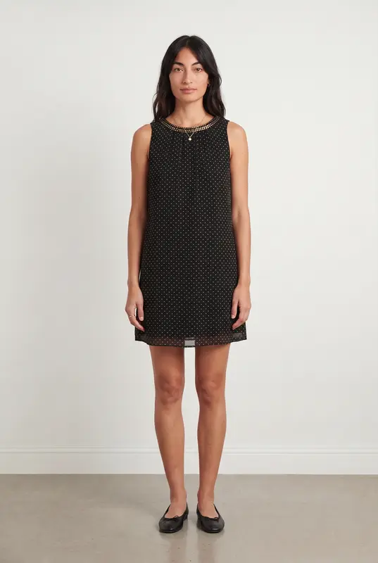 Robe Trapèze Noire à Pois Blancs - Taille M/38