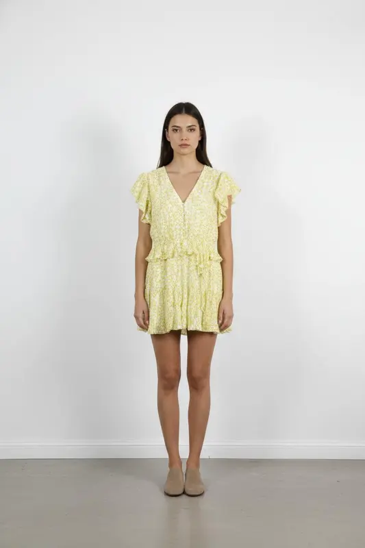 Robe Volantée Jaune - Taille L/40