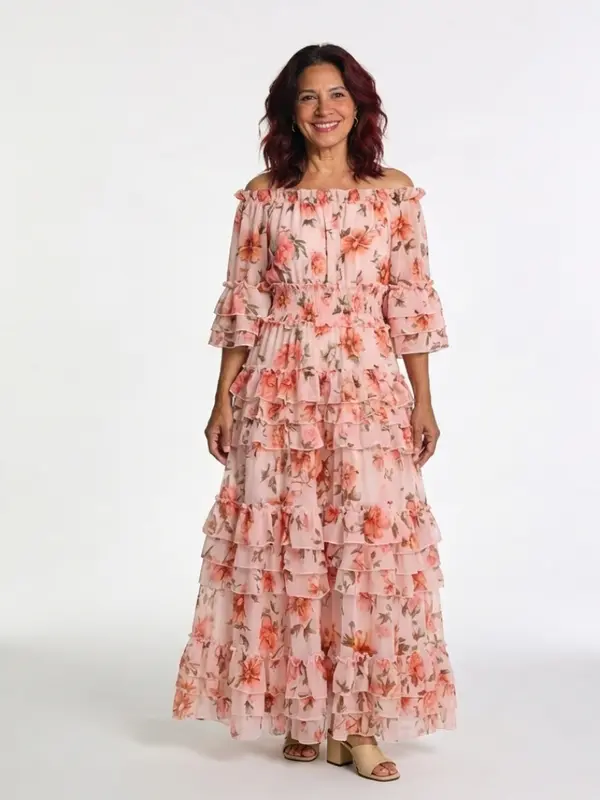 Rosalie - Robe Maxi Fleurie Aérienne