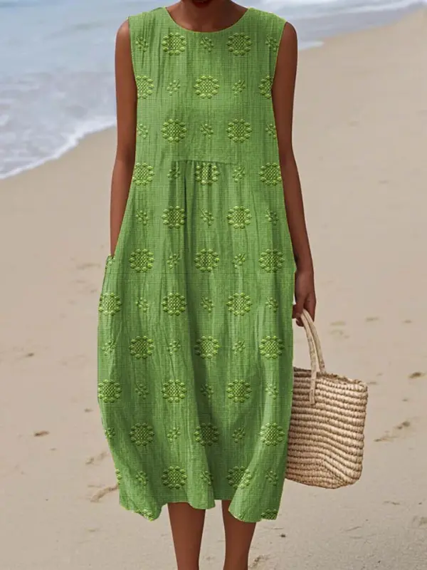 Rose - Robe Midi Brodée Élégante