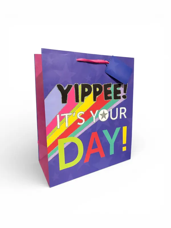 Sac cadeau anniversaire « Youpi, c’est ton jour » – 25 × 30 × 13 cm