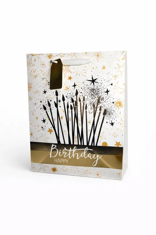 Sac cadeau Kariiou joyeux anniversaire motif bougie étoile 26 x 32 x 10 cm