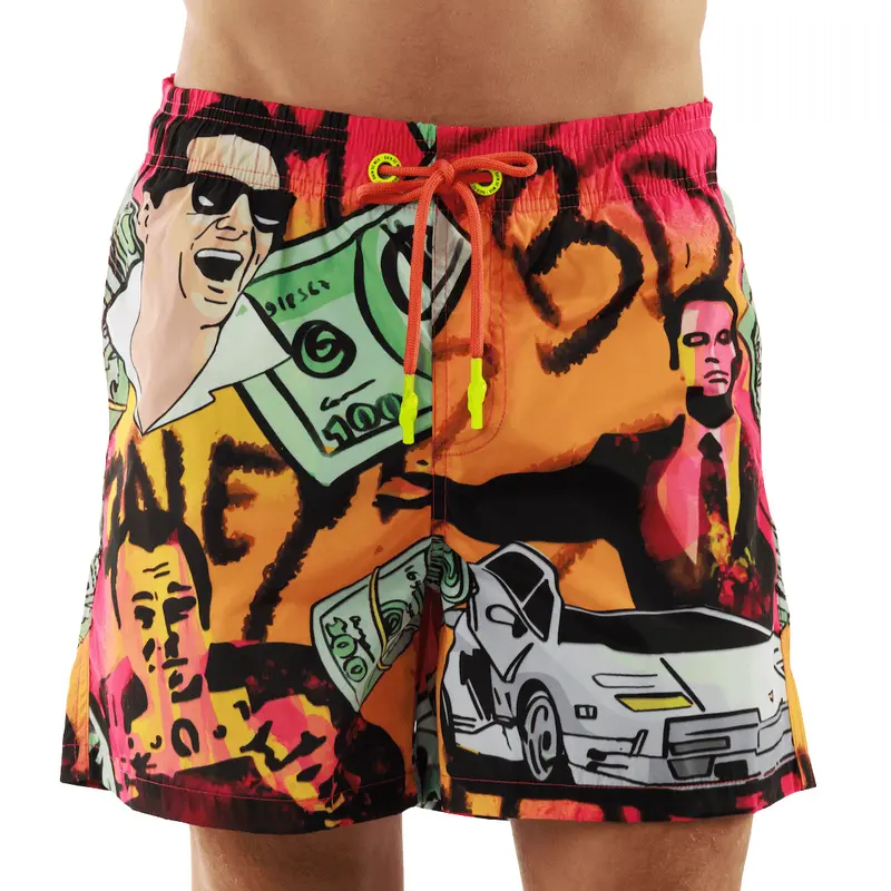 SALIN RED | Mens Swimwear THE WALL STREET PRINT
