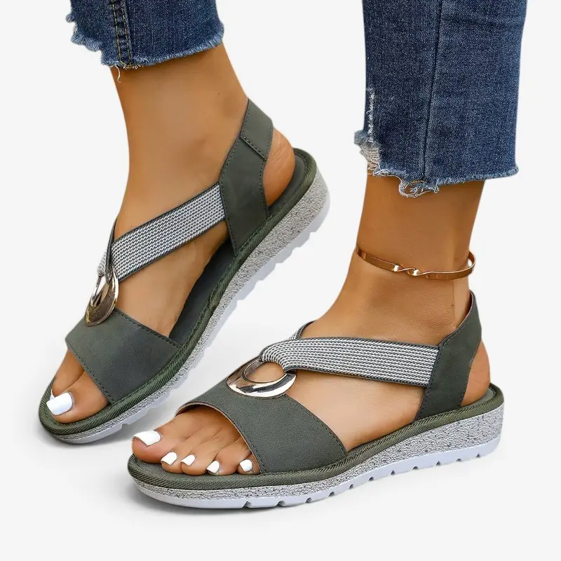 Sandales compensées pour femme Avec Boucle décorative