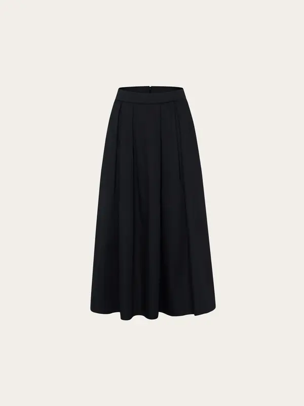 Satin pleat skirt - Black Jet
