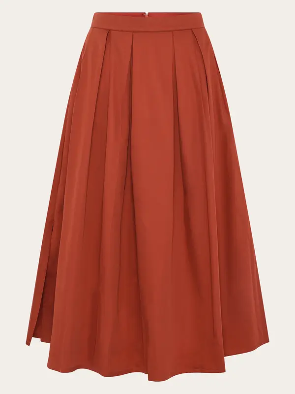 Satin pleat skirt - Burnt Brick