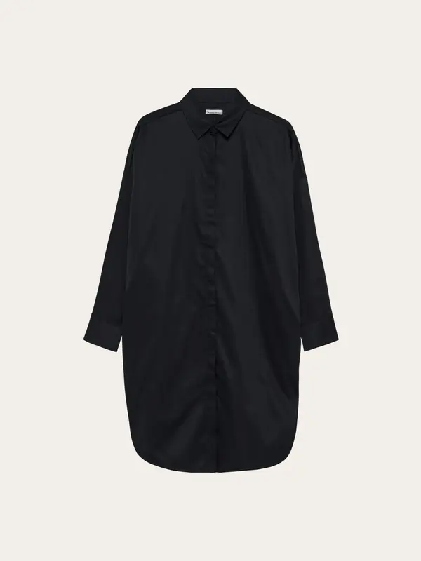 Satin shirt dress - Black Jet