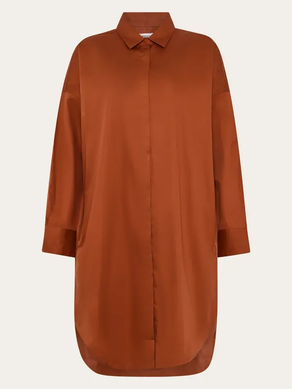Satin shirt dress - Burnt Brick