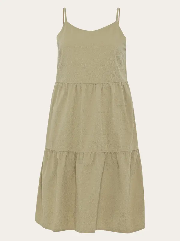 Seersucker strap dress - Twill