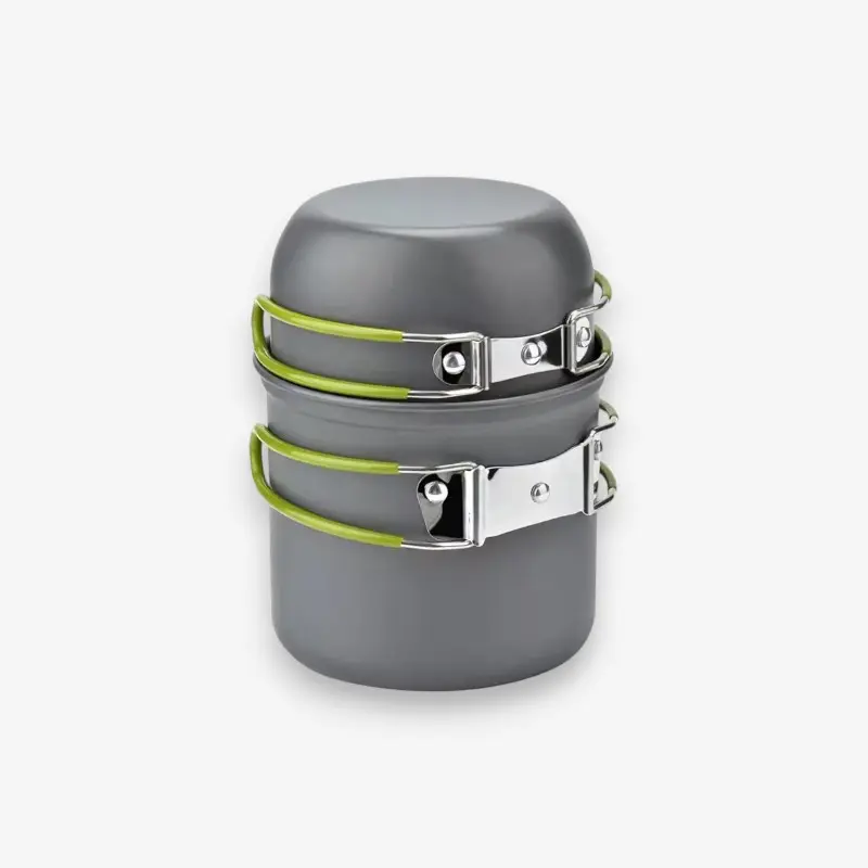 Set de cuisine pliable camping avec couvercle et sac de transport