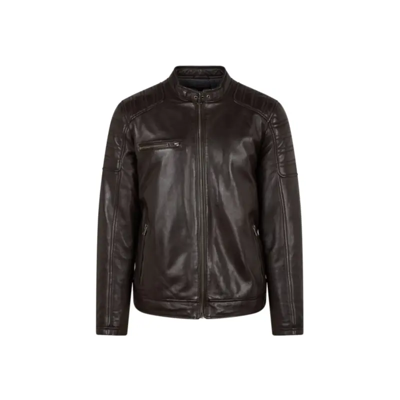 SHELBY (REF. 65178) MARRON - BLOUSON COL MAO EN CUIR