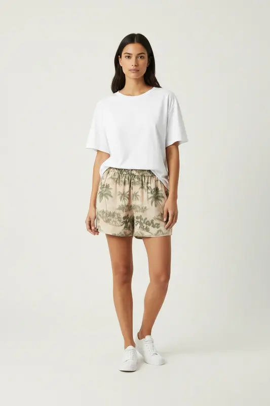 Short Beige et Vert - Taille XS/34