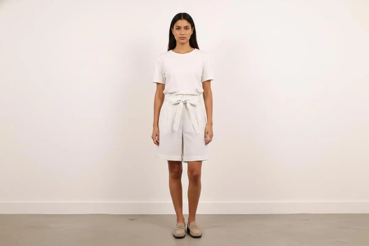 Short Blanc à Rayures - Taille M/38