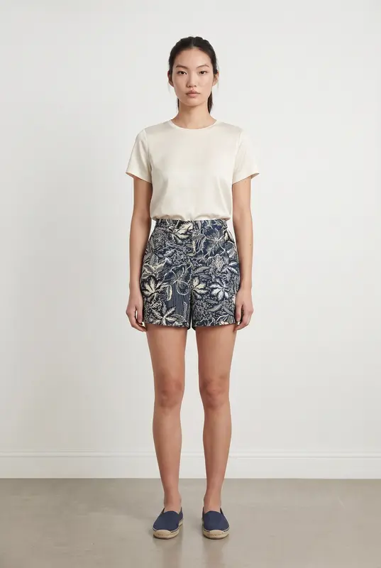 Short Bleu et Beige - Taille M/38
