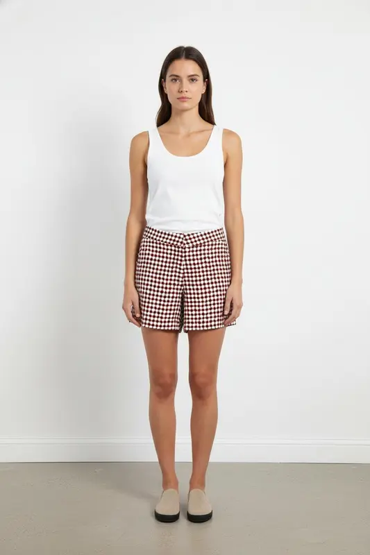 Short Bordeaux et Blanc - Taille L/40